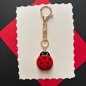 Ladybug Locket Purse Charm Keychain Handbag Accessory